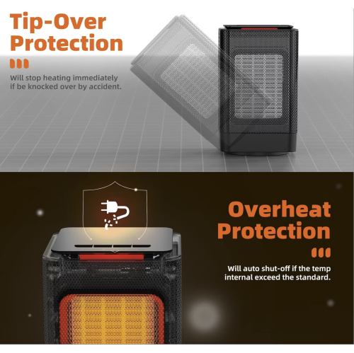 Space Heater, Portable Oscillating Heaters for Indoor Use PTC Ceramic Heater with Tip-over & Overheating Protection for Office Desk