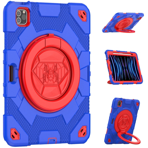 【CS】 Shockproof Rugged Defender Kids Case with Ring Stand & Shoulder Strap for iPad Pro 11" 1st 2nd 3rd Gen, Air 4 5 4th 5th Gen,, Blue