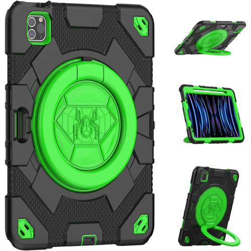 【CS】 Shockproof Rugged Defender Kids Case with Ring Stand & Shoulder Strap for iPad Pro 11" 1st 2nd 3rd Gen, Air 4 5 4th 5th Gen,, Green