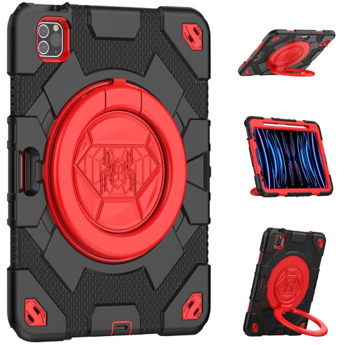 CSMART  【Cs】 Shockproof Rugged Defender Kids Case With Ring Stand & Shoulder Strap for Ipad Pro 11" 1St 2Nd 3Rd Gen, Air 4 5 4Th 5Th Gen, In Red