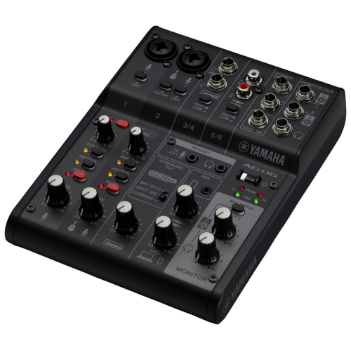 Yamaha AG06MK2 Black 6-Channel Live Streaming Loopback Mixer/USB Interface with Steinberg Software Suite