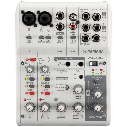 Yamaha AG06MK2 Mixer w/ USB Audio Interface - White