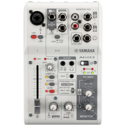 Yamaha AG03MK2 Mixer w/ USB Audio Interface - White