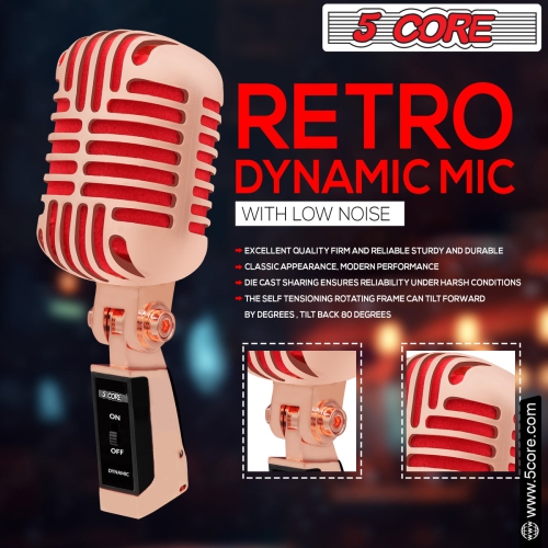 Microphone Dynamique Classique De Style Vintage Micro Vocal Rétro Avec