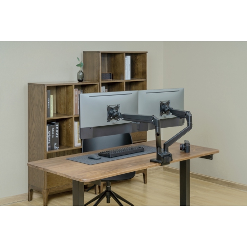 Amer Mounts Dual Monitor Mount with Hydralift Pneumatic Arms - Clamp and Grommet Included - 9kg per display - 10YR Warranty - HYDRA2GB