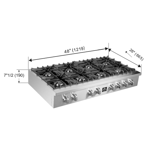 Forno Cossato Alta Qualita 48" Gas Rangetop with Bridge Burner