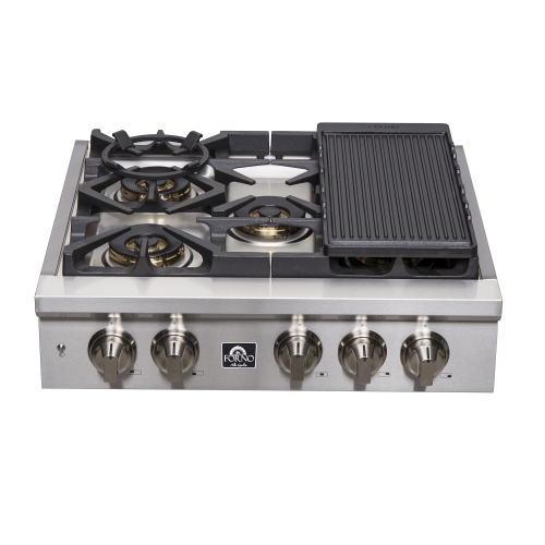 Forno Spezia 30" Pro-Style Gas Rangetop - High Quality Stainless Steel Cooktop with 5 Burners