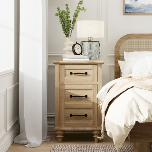 WAMPAT End Table with Charging Station, Side Table with Drawer and Storage Cabinet, Nightstand with Power Outlets USB Ports