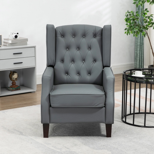 HOMCOM – Fauteuil d’appoint en similicuir, fauteuil à dossier en confessionnal recouvert, fauteuil de salon capitonné moderne avec rembourrage épais,