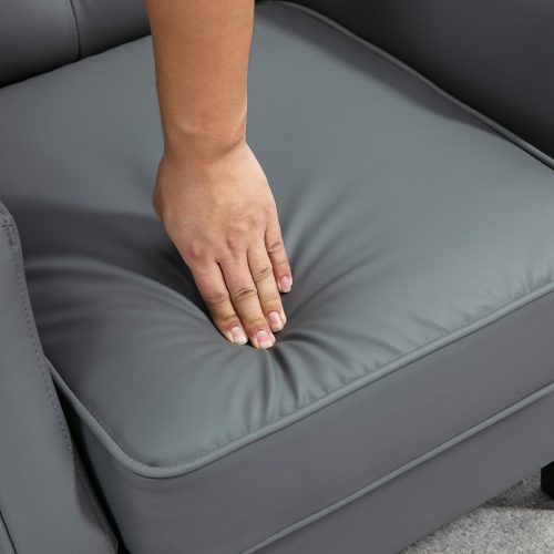 HOMCOM – Fauteuil d’appoint en similicuir, fauteuil à dossier en confessionnal recouvert, fauteuil de salon capitonné moderne avec rembourrage épais,