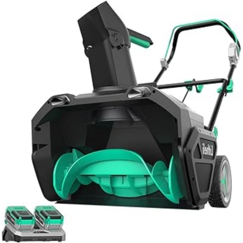 Litheli 2x20V Cordless Snow Blower Brushless Motor with 2 x4.0 Ah Batteries & Charger