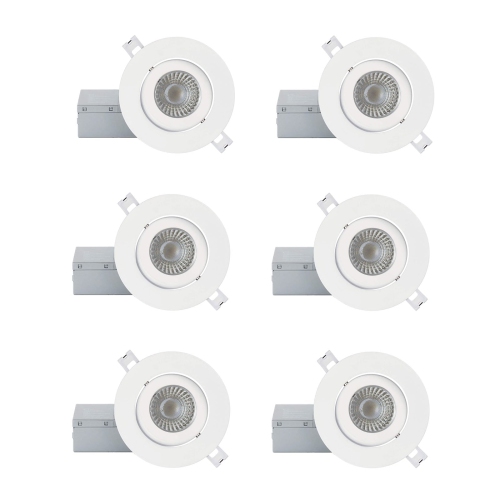 STRAK  Led Gimbal 4" Integrated Slim Panel 7W 560L Lumens 5000K (Cool ) - (6-Pack) In White