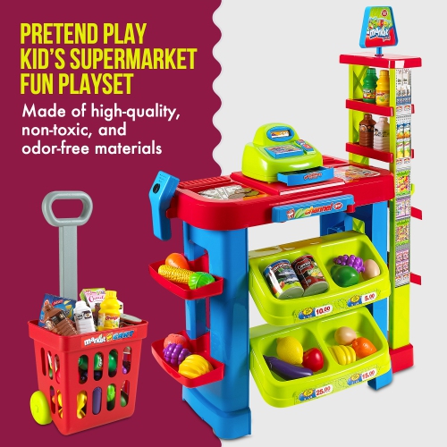 MEDca Creative Time Kids Supermarket Super Fun Playset with Shopping Cart