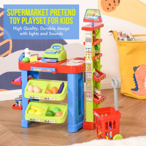 MEDca Creative Time Kids Supermarket Super Fun Playset with Shopping Cart