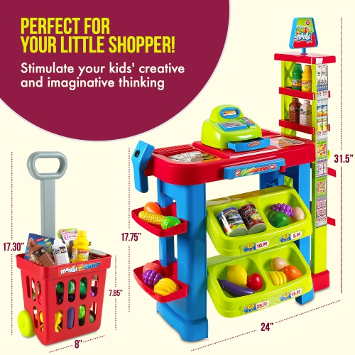 MEDca Creative Time Kids Supermarket Super Fun Playset with Shopping Cart