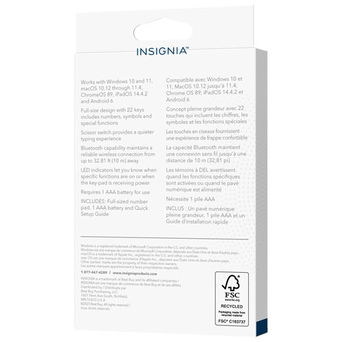 Pavé numérique Bluetooth pleine grandeur d'Insignia - Noir - Exclusivité de Best Buy