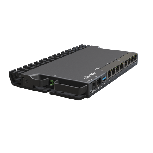 RB5009UG+S+IN USB 3.0, 1G and 2.5G Ethernet and a 10G SFP+ cage, Armada Quad-core ARMv8 1.4 GHz CPU, 1GB of DDR4 RAM and 1GB NAND storage