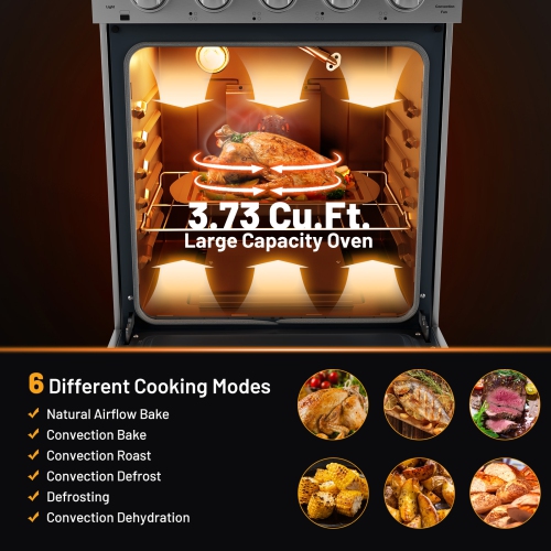 Costway 24 Inches Natural Gas Range Freestanding with 4 Burners Cooktop & 3.73 Cu.Ft. Oven