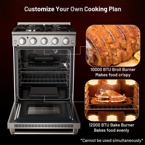 Costway 24 Inches Natural Gas Range Freestanding with 4 Burners Cooktop & 3.73 Cu.Ft. Oven