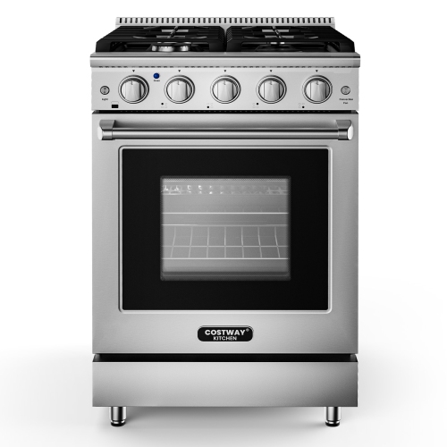Costway 24 Inches Natural Gas Range Freestanding with 4 Burners Cooktop & 3.73 Cu.Ft. Oven
