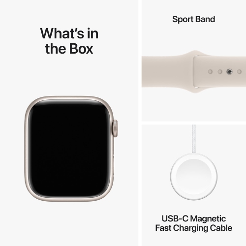 Open Box - Apple Watch Series 9 45mm Starlight Aluminium Case with Starlight Sport Band - Medium / Large