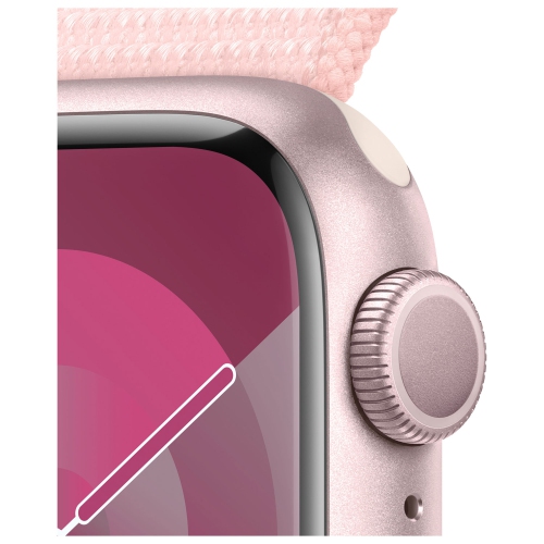 Apple Watch Series 9 (GPS) 41mm Pink Aluminium Case with Light Pink Sport Loop by APPLE - Refurbished condition - Image 3