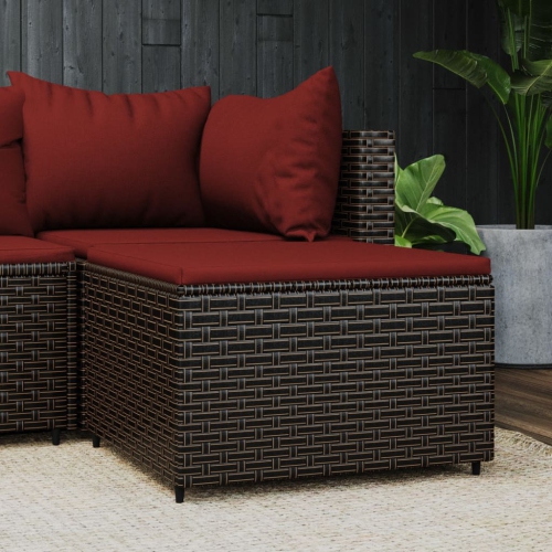 vidaXL Garden Footrest with Cushion Brown Poly Rattan