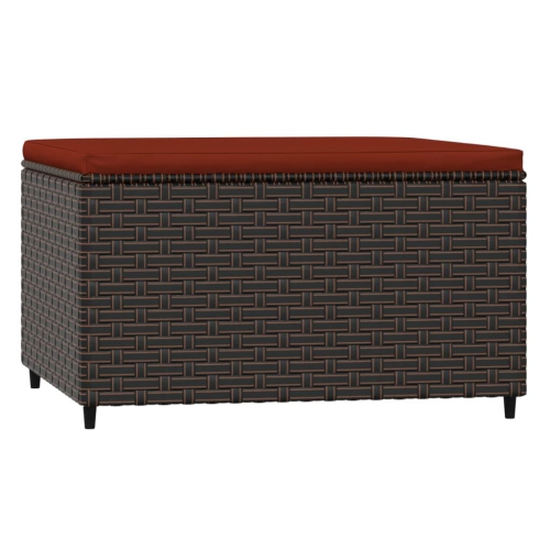vidaXL Garden Footrest with Cushion Brown Poly Rattan