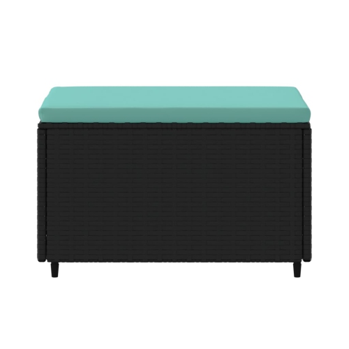 vidaXL Garden Footrests with Cushions 2 pcs Black Poly Rattan