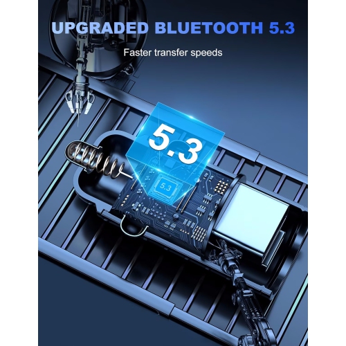 NIERBO FM Transmitter for Car Bluetooth 5.3, [All-Over Glow] PD30W + QC 3.0 Dual-Port Fast Car Charger, Wireless FM Radio Bluetooth Car Adapter with