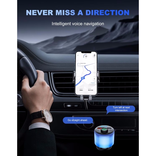 NIERBO FM Transmitter for Car Bluetooth 5.3, [All-Over Glow] PD30W + QC 3.0 Dual-Port Fast Car Charger, Wireless FM Radio Bluetooth Car Adapter with