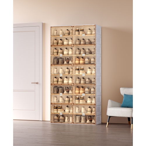 AntBox Shoe Cabinet 10 layers 20 grids Portable Shoe Organizers Storage Boxes with Magnetic Door, Easy Assembly