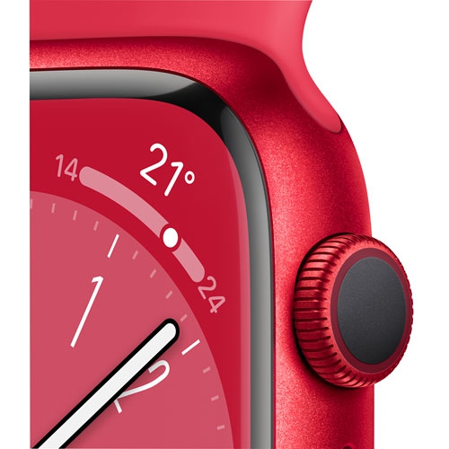 Apple Watch Series 8 (GPS) 45mm (PRODUCT)RED Aluminum Case with (PRODUCT)RED Sport Band - Medium / Large by APPLE - Refurbished condition - Image 6