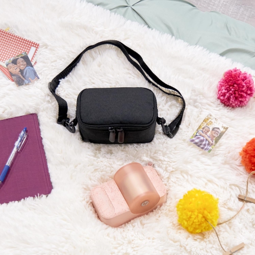 HP Sprocket Panorama Portable Color Label Printer & Photo Printer Bundle with Case & Zink Paper Roll, Pink