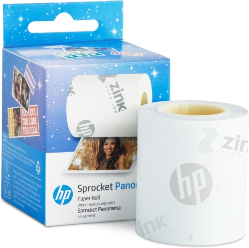 HP Sprocket Panorama Portable Color Label Printer & Photo Printer Bundle with Case & Zink Paper Roll, White
