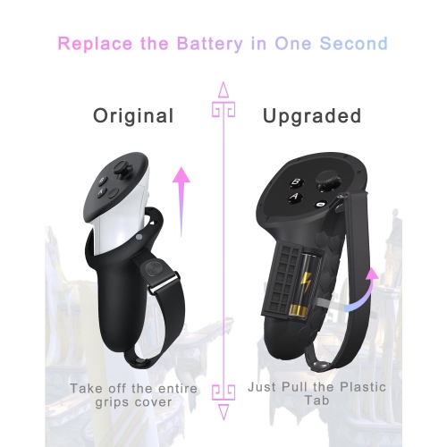 Controller Grip Cover Compatible with Meta/Oculus Quest 3 Touch Plus Protector with Battery Opening Cover, 2PCS Joystick Cap and Knuckle Straps