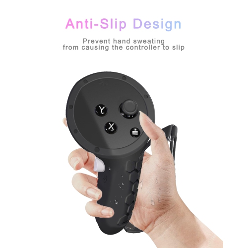 Controller Grip Cover Compatible with Meta/Oculus Quest 3 Touch Plus Protector with Battery Opening Cover, 2PCS Joystick Cap and Knuckle Straps