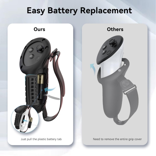 Étui de manette compatible avec Quest 3, pochette de protection en silicone d'accessoires de réalité virtuelle, protecteur d'ouverture de batterie et