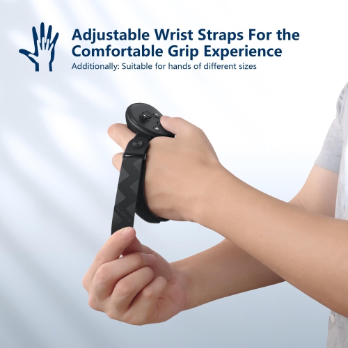 Controller Straps Grips Cover Compatible with Meta/Oculus Quest 3 Accessories, with Battery Opening Cover and Silicone Active Knuckle Straps