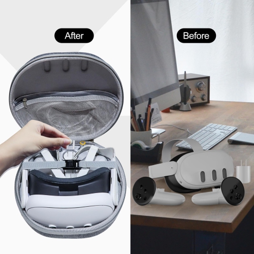 Étui rigide compatible avec le casque de jeu et les manettes tactiles Meta Oculus Quest 3, sac de transport étanche antichoc pour accessoires, idéal
