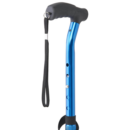 Canne ergonomique réglable et repliable de Medline - Bleu