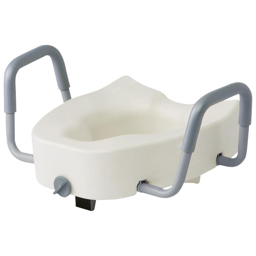 Siège de toilette surélevé de Medline avec accoudoirs - Blanc