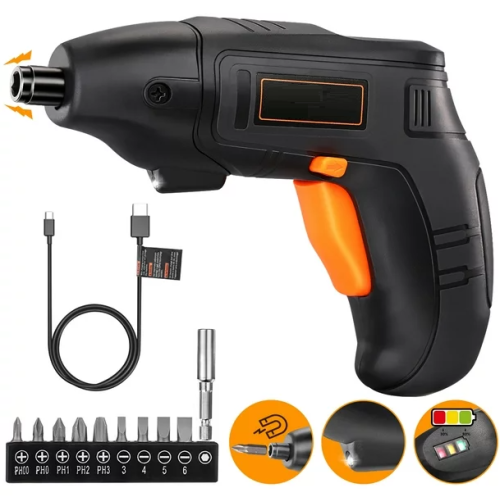 TACKLIFE Sdp60Dc - 4V Max Cordless Screwdriver Rechargeable Black And In Orange