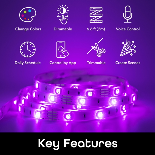 Bande lumineuse intelligente DEL multicolore Wi-Fi Prisma de Geeni 2 m, résistante aux intempéries