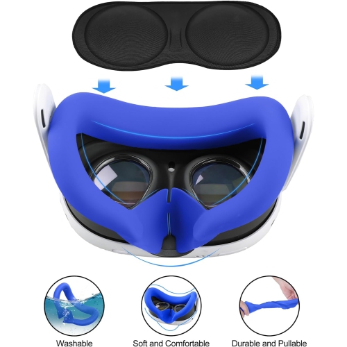 Silicone Cover Set Compatible with Oculus/Meta Quest 3, VR Accessories Protective Cover Includes Controller Grips, Front Shell Headset Cover and Face