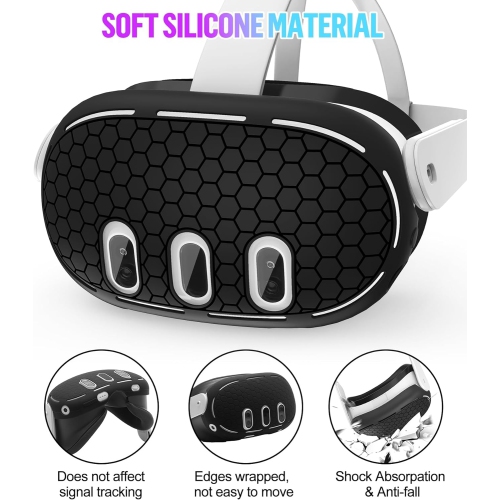 Silicone Cover Set Compatible with Oculus/Meta Quest 3, VR Accessories Protective Cover Includes Controller Grips, Front Shell Headset Cover and Face