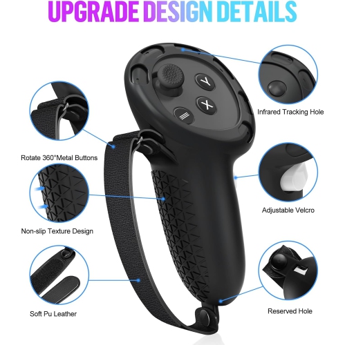 Silicone Cover Set Compatible with Oculus/Meta Quest 3, VR Accessories Protective Cover Includes Controller Grips, Front Shell Headset Cover and Face