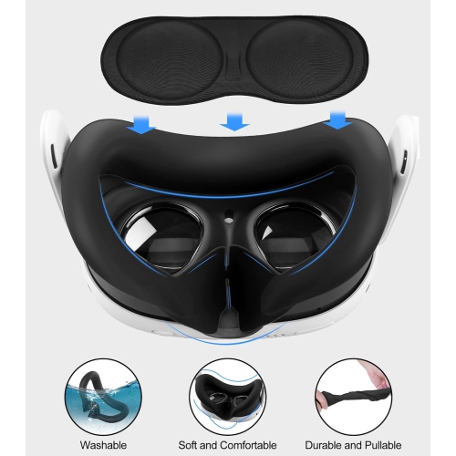 Silicone Cover Set Compatible with Oculus/Meta Quest 3, VR Accessories Protective Cover Includes Controller Grips, Front Shell Headset Cover and Face