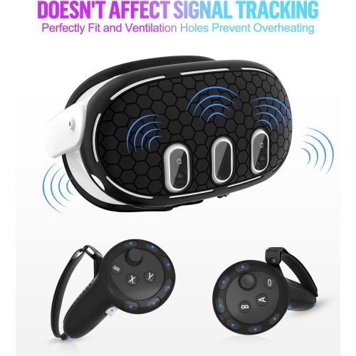 Silicone Cover Set Compatible with Oculus/Meta Quest 3, VR Accessories Protective Cover Includes Controller Grips, Front Shell Headset Cover and Face