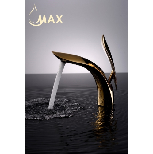 MAX Faucets Modern Bathroom Faucet Elegant Single Handle Shiny Gold